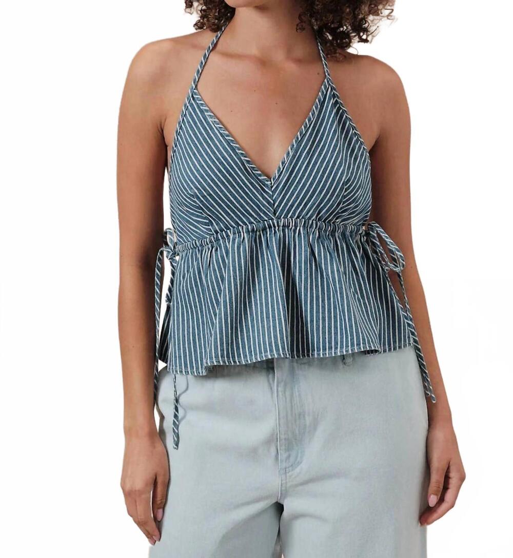 NEW SUNDAY EDITION blakely top in denim white stripe